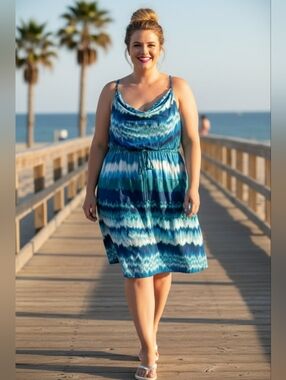 Lane Bryant Women’s Blue Tie-Dye Sleeveless Summer Dress